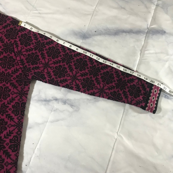 L.L. Bean Pink & Black Nordic Snowflake Sweater - Picture 7 of 7